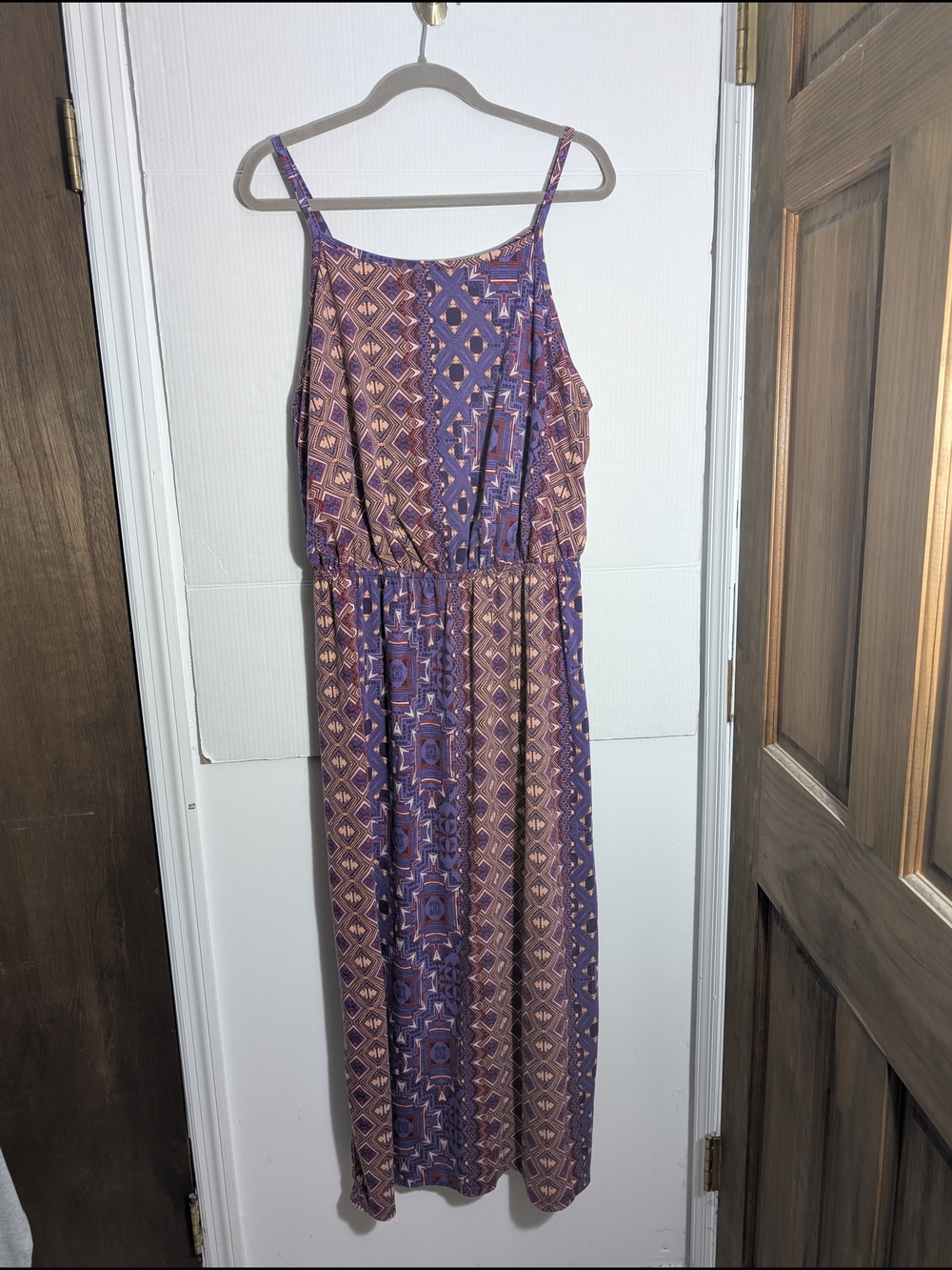 Faded Glory Purple & Pink Geometric Print Maxi Dress - Plus 2X